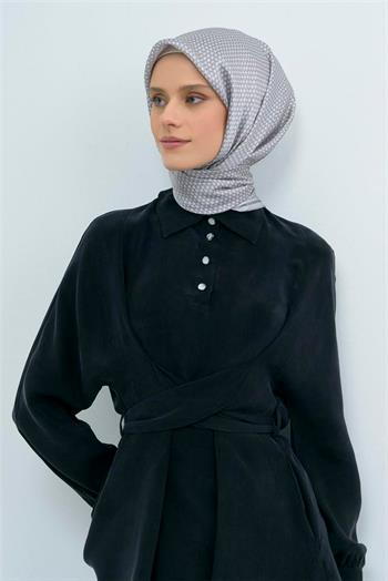 Armine İpek Eşarp 2026 Yaz - 9528-83 Ekru Gri Twill