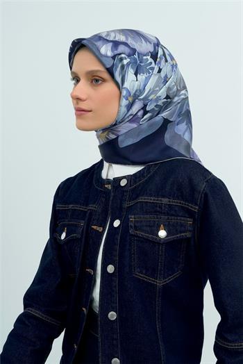 Armine İpek Eşarp 2026 Yaz - 9529-35 Lacivert Twill