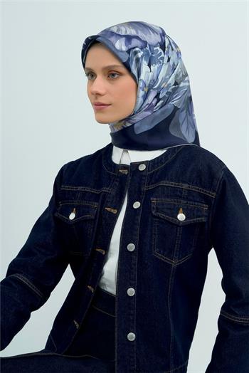 Armine İpek Eşarp 2026 Yaz - 9529-35 Lacivert Twill
