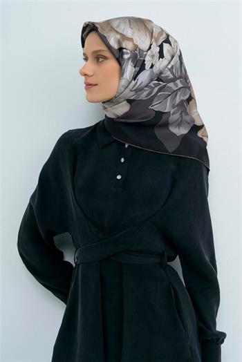 Armine İpek Eşarp 2026 Yaz - 9529-86 Siyah Twill