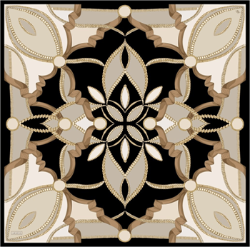 Armine İpek Eşarp 2026 Yaz - 9531-01 Siyah Krem Twill 
