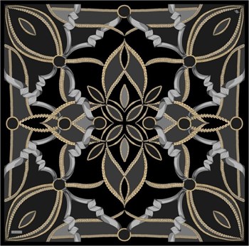 Armine İpek Eşarp 2026 Yaz - 9531-84 Siyah Gold Twill 