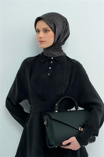 Armine İpek Eşarp 2026 Yaz - 9537-80 Füme Twill