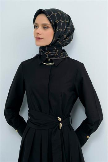 Armine İpek Eşarp 2026 Yaz - 9538-84 Siyah Twill