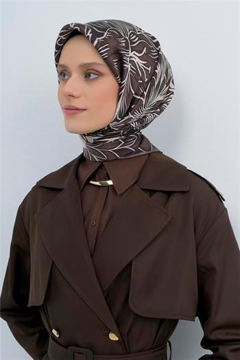Armine İpek Eşarp 2026 Yaz - 9539-32 Kahverengi Twill