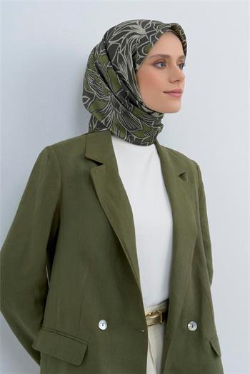 Armine İpek Eşarp 2026 Yaz - 9539-35 Haki Yeşil Twill