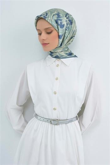 Armine İpek Eşarp 2026 Yaz - 9539-51 Mint Mavi Twill