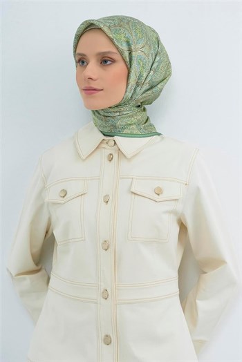 Armine İpek Eşarp 2026 Yaz - 9540-54 Yeşil Twill