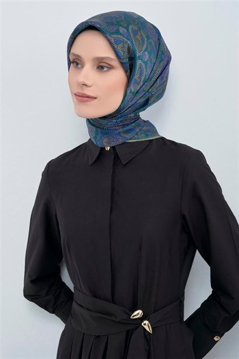 Armine İpek Eşarp 2026 Yaz - 9540-80 Yeşil Mor Twill