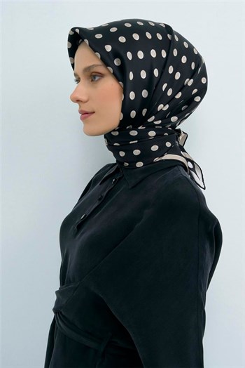 Armine İpek Eşarp 2026 Yaz - 9544-01 Siyah Twill