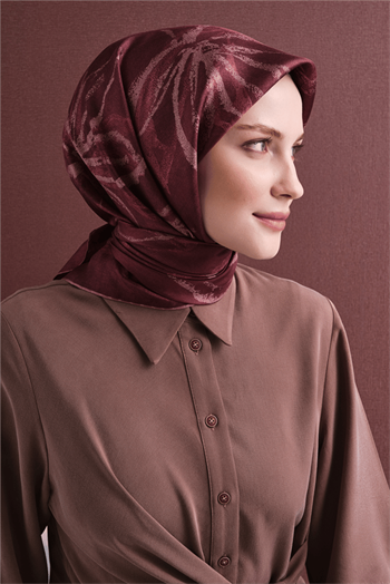Armine İpek Eşarp 2027 Kış - 9600-50 Bordo Twill
