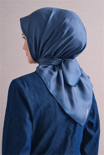 Armine İpek Eşarp 2027 Kış - 9601-81 Mavi Twill