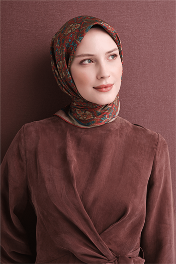 Armine İpek Eşarp 2027 Kış - 9609-03 Kırmızı Twill