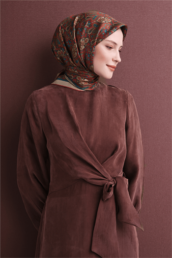 Armine İpek Eşarp 2027 Kış - 9609-03 Kırmızı Twill
