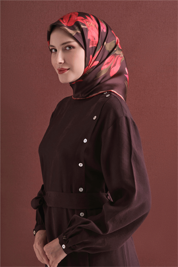 Armine İpek Eşarp 2027 Kış - 9620-06 Kahverengi Twill