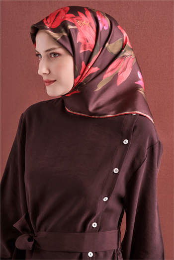Armine İpek Eşarp 2027 Kış - 9620-06 Kahverengi Twill