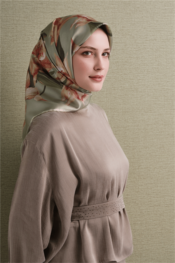 Armine İpek Eşarp 2027 Kış - 9620-34 Soft Yeşil Twill