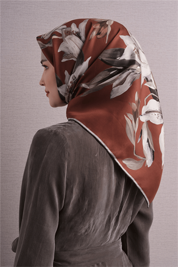Armine İpek Eşarp 2027 Kış - 9620-54 Kiremit Twill