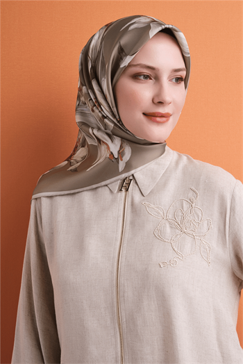 Armine İpek Eşarp 2027 Kış - 9620-55 Koyu Bej Twill
