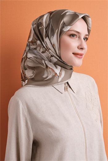 Armine İpek Eşarp 2027 Kış - 9620-55 Koyu Bej Twill