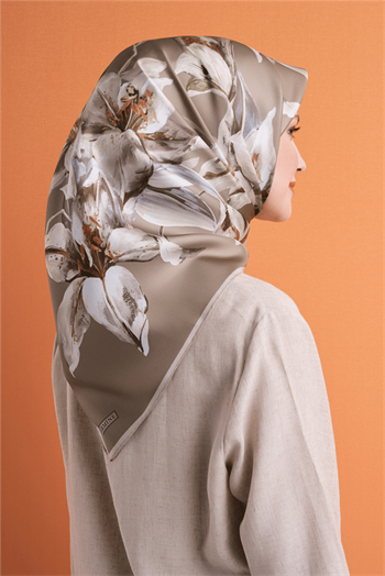 Armine İpek Eşarp 2027 Kış - 9620-55 Koyu Bej Twill