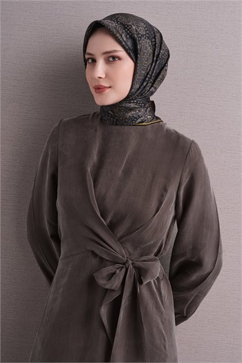 Armine İpek Eşarp 2027 Kış - 9631-32 Siyah Sarı Twill