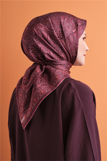 Armine İpek Eşarp 2027 Kış - 9631-33 Bordo Twill