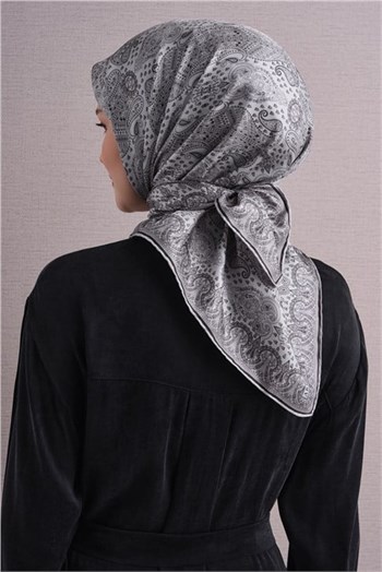 Armine İpek Eşarp 2027 Kış - 9631-55 Gri Twill