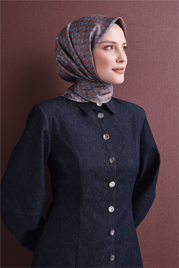 Armine İpek Eşarp 2027 Kış - 9636-07 Kahve Twill