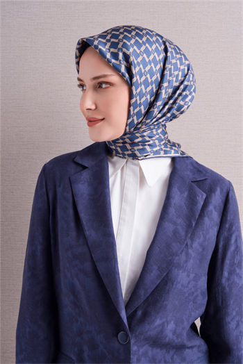 Armine İpek Eşarp 2027 Kış - 9636-34 İndigo Twill