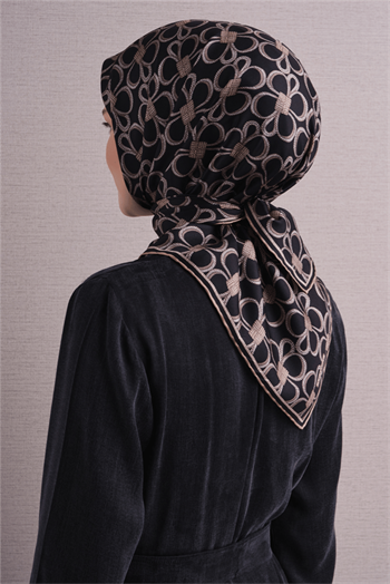 Armine İpek Eşarp 2027 Kış - 9638-02 Siyah Taş Sura