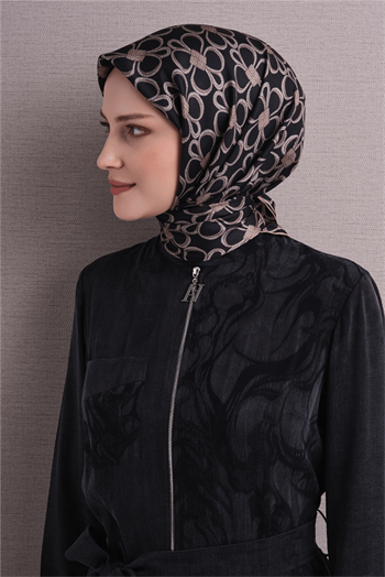 Armine İpek Eşarp 2027 Kış - 9638-02 Siyah Taş Sura