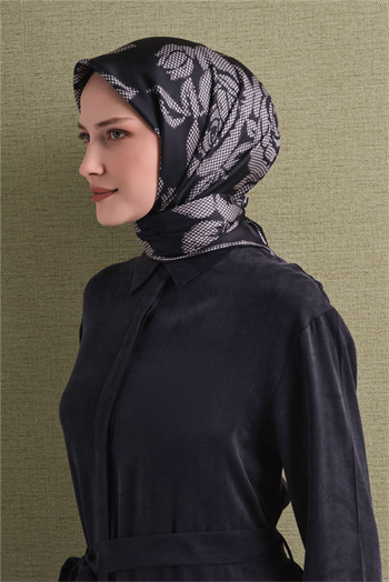 Armine İpek Eşarp 2027 Kış - 9645-50 Siyah Twill