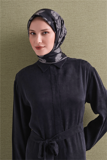 Armine İpek Eşarp 2027 Kış - 9645-50 Siyah Twill