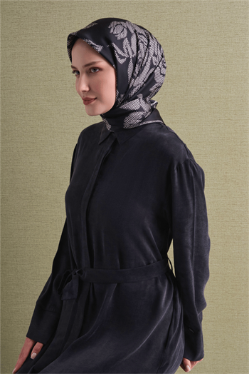 Armine İpek Eşarp 2027 Kış - 9645-50 Siyah Twill