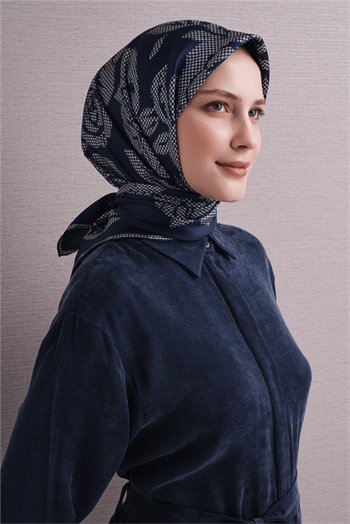Armine İpek Eşarp 2027 Kış - 9645-51 Lacivert Twill