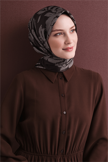 Armine İpek Eşarp 2027 Kış - 9645-53 Kahve Twill