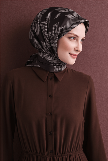 Armine İpek Eşarp 2027 Kış - 9645-53 Kahve Twill