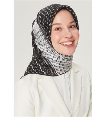 Armine İpek Eşarp Nostalji - 8519-88 Siyah Beyaz Twill