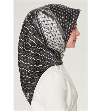 Armine İpek Eşarp Nostalji - 8519-88 Siyah Beyaz Twill