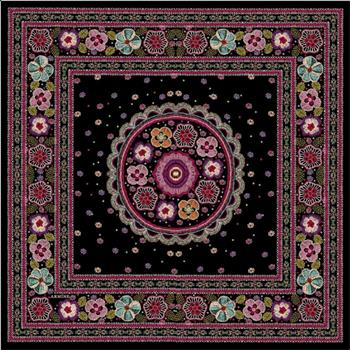 Armine İpek Eşarp Nostalji - 7866-09 Siyah Pembe Twill