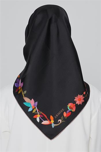 Armine İpek Eşarp Nostalji - 8064-09 Siyah Twill