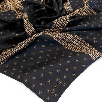 Armine İpek Eşarp Nostalji - 8113-06 Siyah Gold Twill