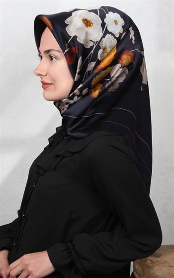 Armine İpek Eşarp Nostalji - 8128-01 Lacivert Vizon Twill
