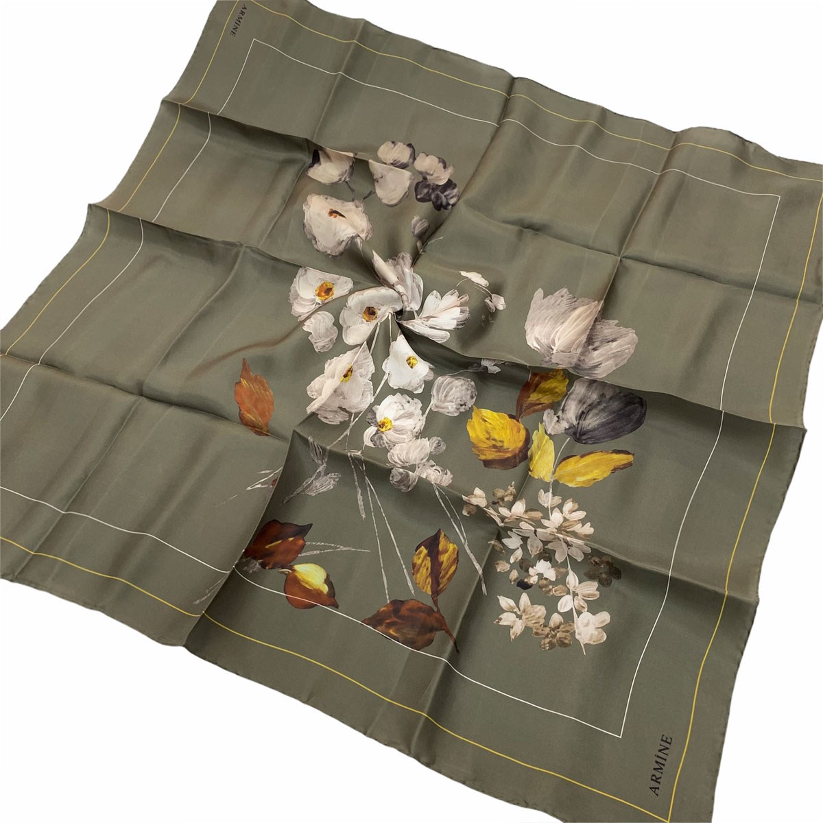 Armine İpek Eşarp Nostalji - 8128-07 Yağ Yeşili Twill