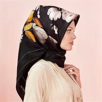 Armine İpek Eşarp Nostalji - 8128-09 Siyah Twill
