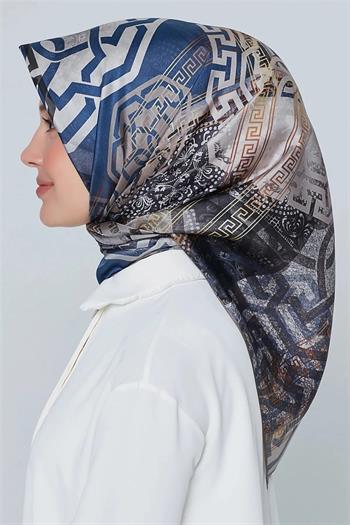 Armine İpek Eşarp Nostalji - 8245-09 Mavi Gri Twill