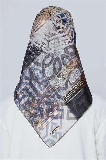 Armine İpek Eşarp Nostalji - 8245-09 Mavi Gri Twill