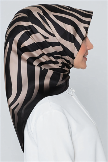 Armine İpek Eşarp Nostalji - 8274-02 Siyah Vizon Zebra Sura