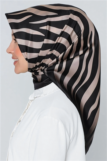 Armine İpek Eşarp Nostalji - 8274-02 Siyah Vizon Zebra Twill